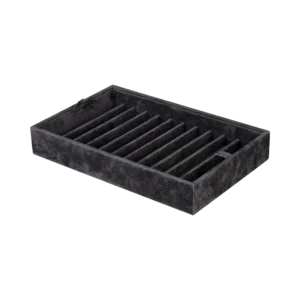 Additional velvet-lined tray for Ercolano jewelry boxes, handcrafted in Sorrento - large, pen tray, black