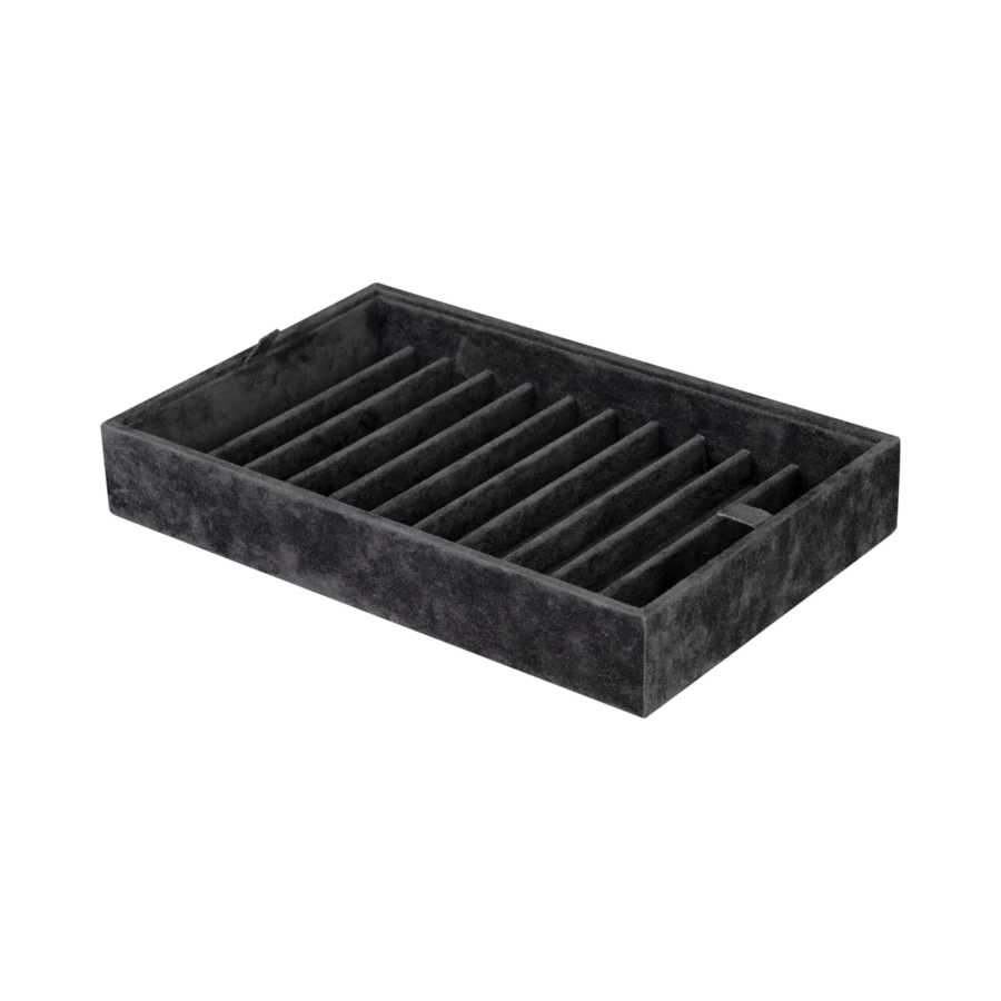 Additional velvet-lined tray for Ercolano jewelry boxes, handcrafted in Sorrento - large, pen tray, black