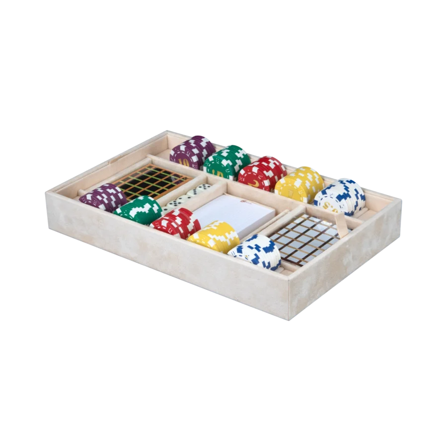 Additional velvet-lined tray for Ercolano jewelry boxes, handcrafted in Sorrento - large, poker tray, beige