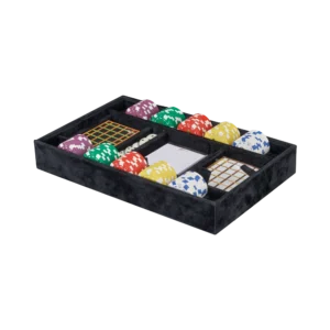 Additional velvet-lined tray for Ercolano jewelry boxes, handcrafted in Sorrento - large, poker tray, black