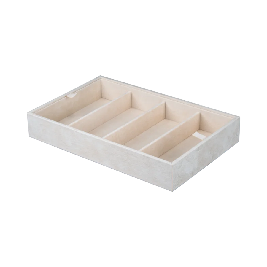 Additional velvet-lined tray for Ercolano jewelry boxes, handcrafted in Sorrento - large, sunglasses tray, beige