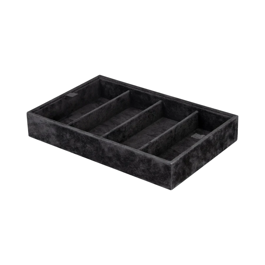 Additional velvet-lined tray for Ercolano jewelry boxes, handcrafted in Sorrento - large, sunglasses tray, black