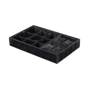 Additional velvet-lined tray for Ercolano jewelry boxes, handcrafted in Sorrento - large, watch and cufflinks tray, black