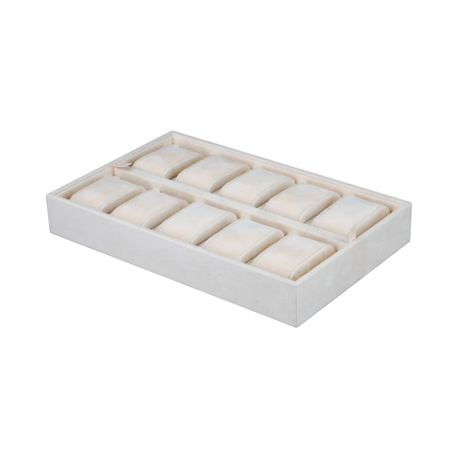 Additional velvet-lined tray for Ercolano jewelry boxes, handcrafted in Sorrento - large, watch tray, beige