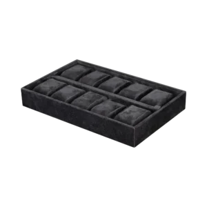 Additional velvet-lined tray for Ercolano jewelry boxes, handcrafted in Sorrento - large, watch tray, black