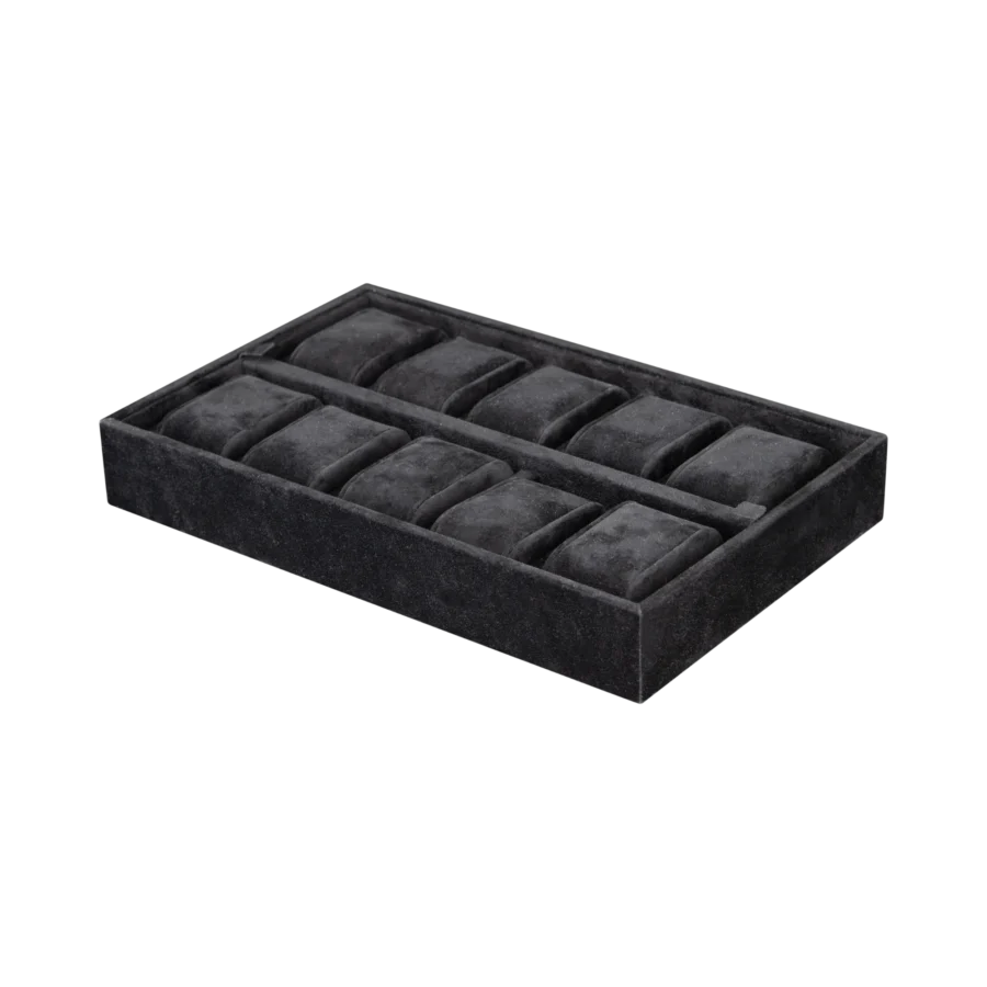 Additional velvet-lined tray for Ercolano jewelry boxes, handcrafted in Sorrento - large, watch tray, black