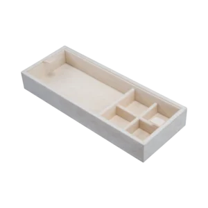 Additional velvet-lined tray for Ercolano jewelry boxes, handcrafted in Sorrento - medium, cufflinks tray with open section, beige