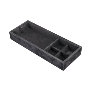 Additional velvet-lined tray for Ercolano jewelry boxes, handcrafted in Sorrento - medium, cufflinks tray with open section, black