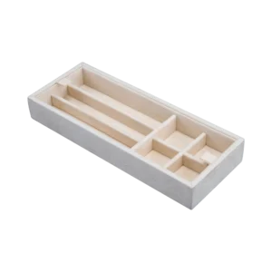 Additional velvet-lined tray for Ercolano jewelry boxes, handcrafted in Sorrento - medium, pen and cufflinks tray, beige
