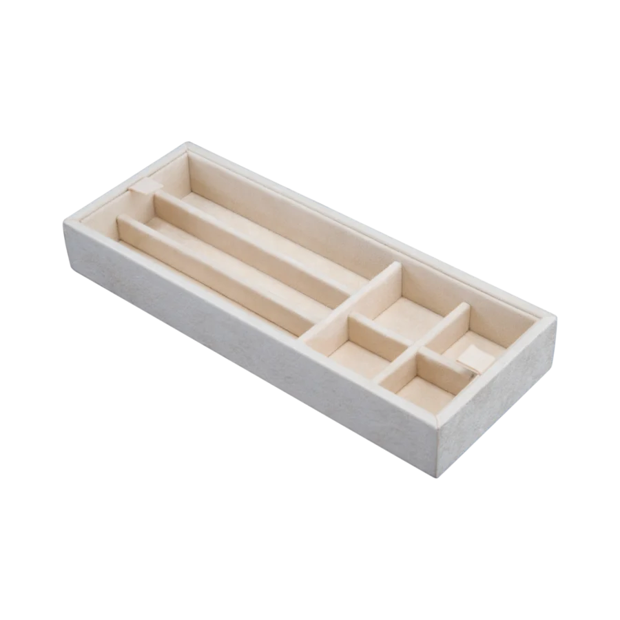 Additional velvet-lined tray for Ercolano jewelry boxes, handcrafted in Sorrento - medium, pen and cufflinks tray, beige