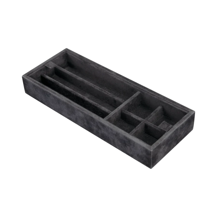 Additional velvet-lined tray for Ercolano jewelry boxes, handcrafted in Sorrento - medium, pen and cufflinks tray, black