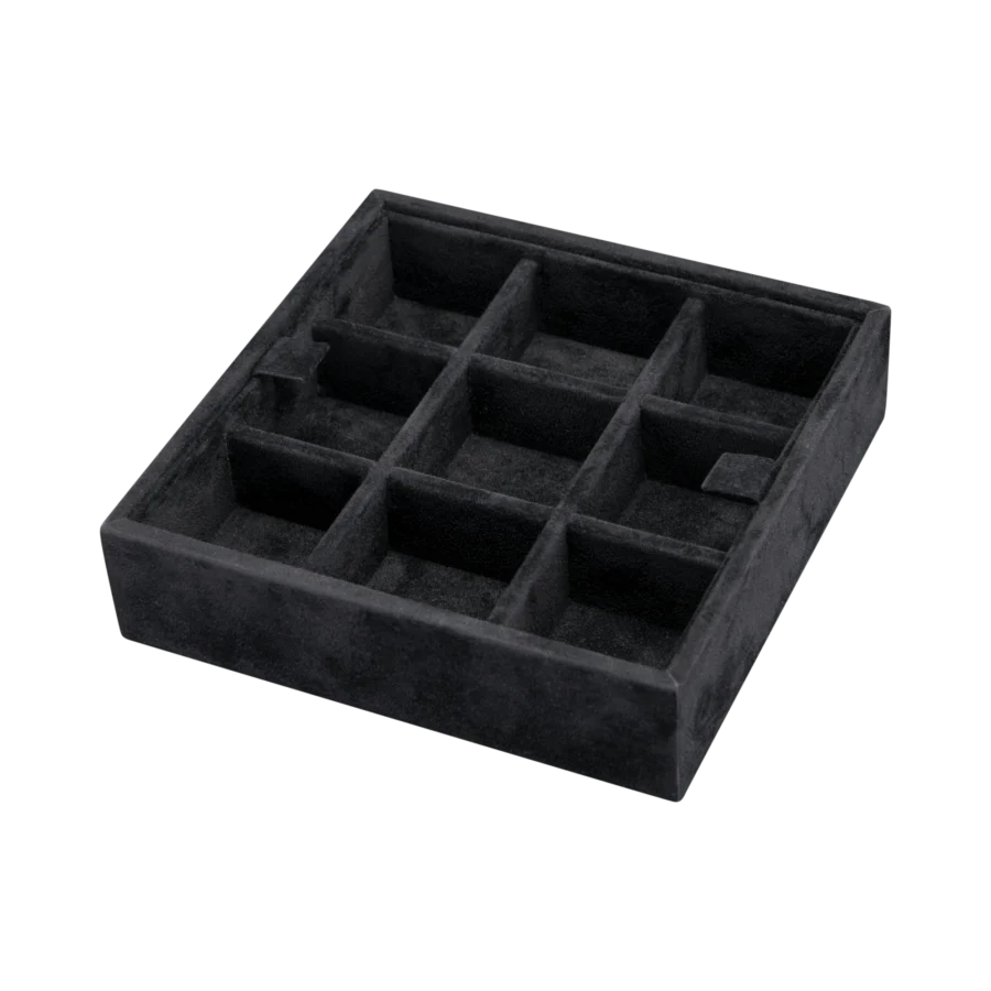 Additional velvet-lined tray for Ercolano jewelry boxes, handcrafted in Sorrento - small, cufflinks tray, black