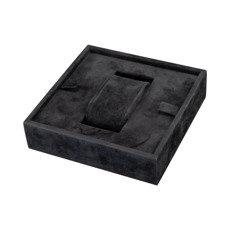 Additional velvet-lined tray for Ercolano jewelry boxes, handcrafted in Sorrento - small, watch tray, black