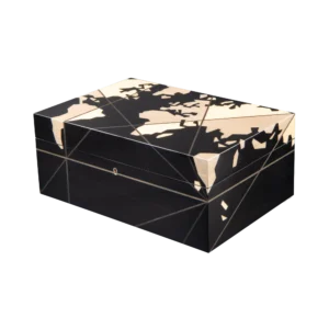 Columbus jewelry box, inlaid globe marquetry, handcrafted in Sorrento - large, closed