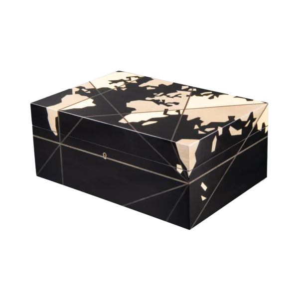 Columbus jewelry box, inlaid globe marquetry, handcrafted in Sorrento - large, closed