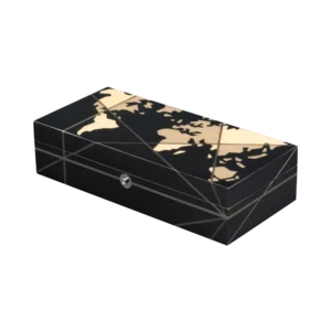Columbus jewelry box, inlaid globe marquetry, handcrafted in Sorrento - medium, closed