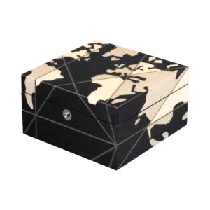 Columbus jewelry box, inlaid globe marquetry, handcrafted in Sorrento - small, closed