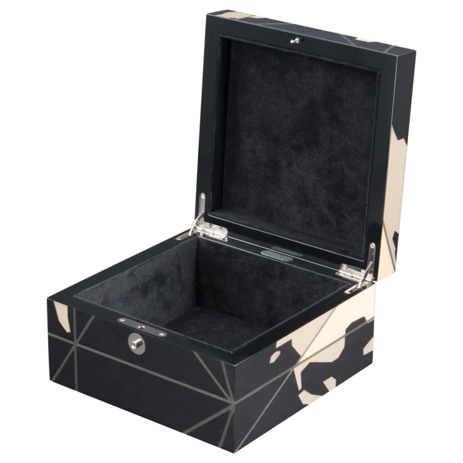 Columbus jewelry box, inlaid globe marquetry - small, jewelry storage