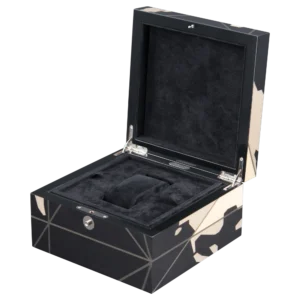 Columbus jewelry box, inlaid globe marquetry - small, watch tray