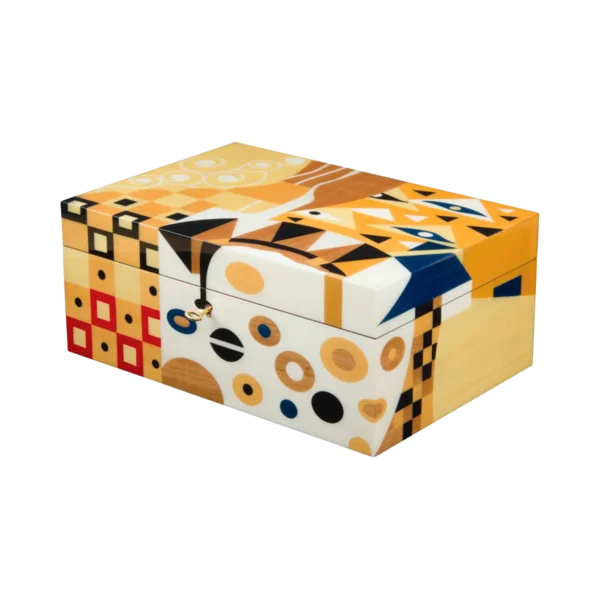 Klimt jewelry box, marquetry inspired by Gustav Klimt, handcrafted in Sorrento - large, closed