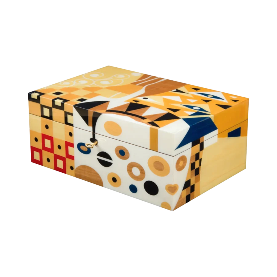 Klimt jewelry box, marquetry inspired by Gustav Klimt, handcrafted in Sorrento - large, closed