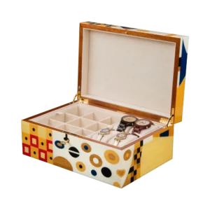 Klimt jewelry box, marquetry inspired by Gustav Klimt - large, watch and cufflinks tray