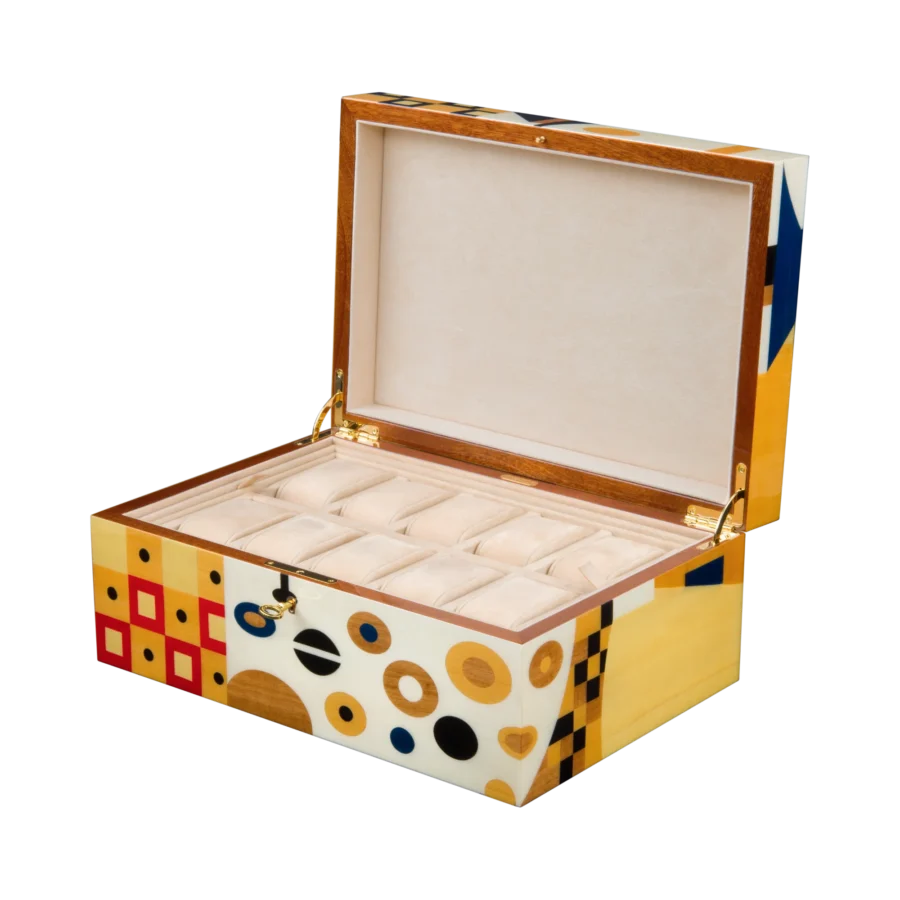 Klimt jewelry box, marquetry inspired by Gustav Klimt - large, watch tray