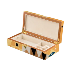 Klimt jewelry box, marquetry inspired by Gustav Klimt - medium, cufflinks tray and open section