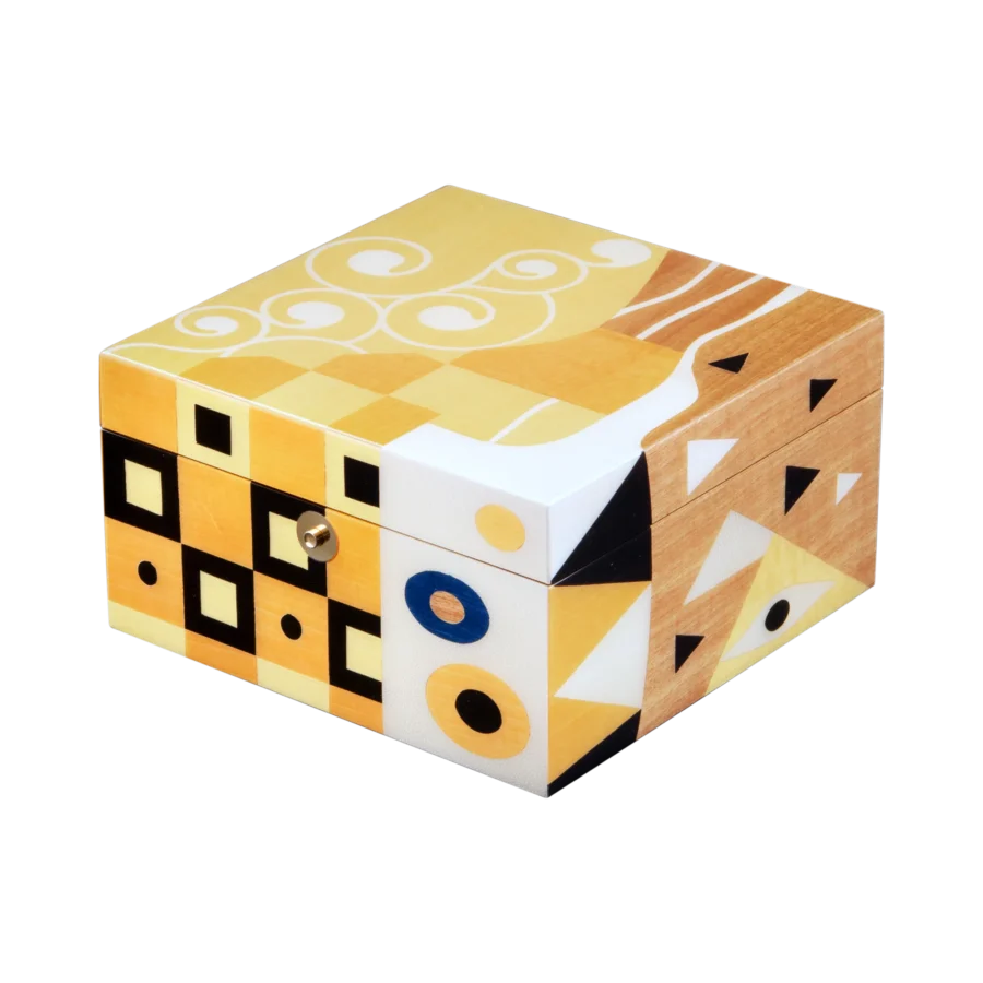 Klimt jewelry box, marquetry inspired by Gustav Klimt, handcrafted in Sorrento - small, closed