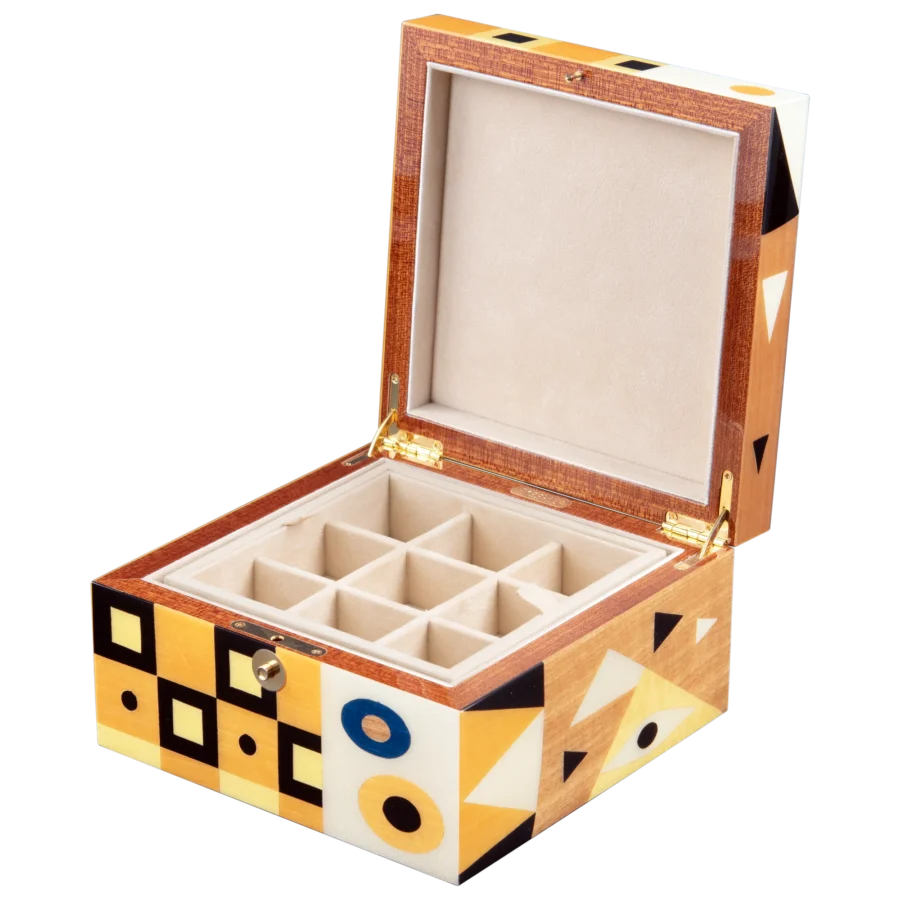 Klimt jewelry box, marquetry inspired by Gustav Klimt - small, cufflinks tray