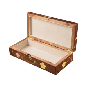 Sakura jewelry box, cherry blossom marquetry, Nut finish - medium, jewelry storage