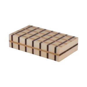 Sofia travel backgammon set closed, compact marquetry case inlaid by hand