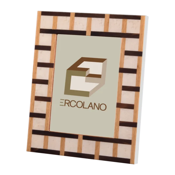 Sofia photo frame, warm marquetry border inlaid by hand in Sorrento