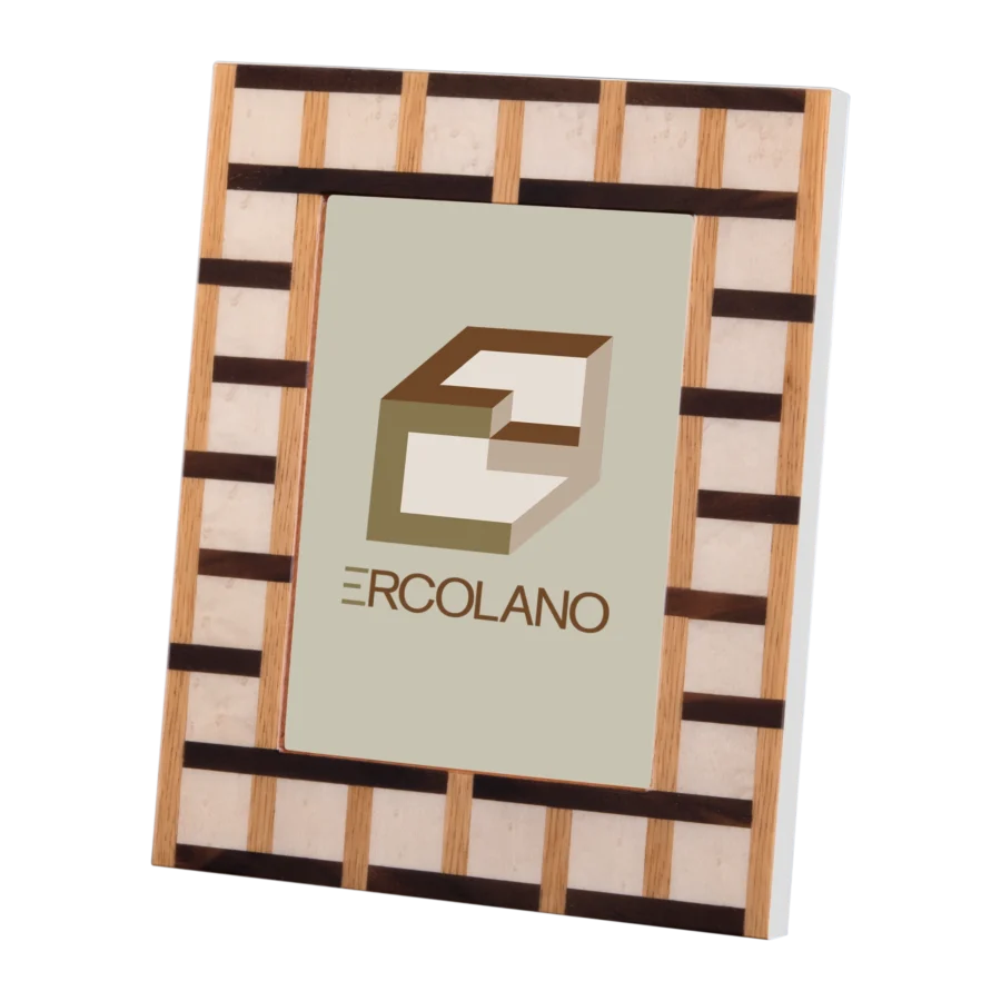 Sofia photo frame, warm marquetry border inlaid by hand in Sorrento