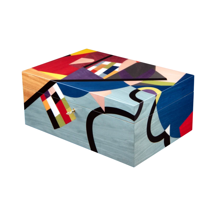 Utopia jewelry box, dark-wood marquetry, handcrafted in Sorrento - large, closed