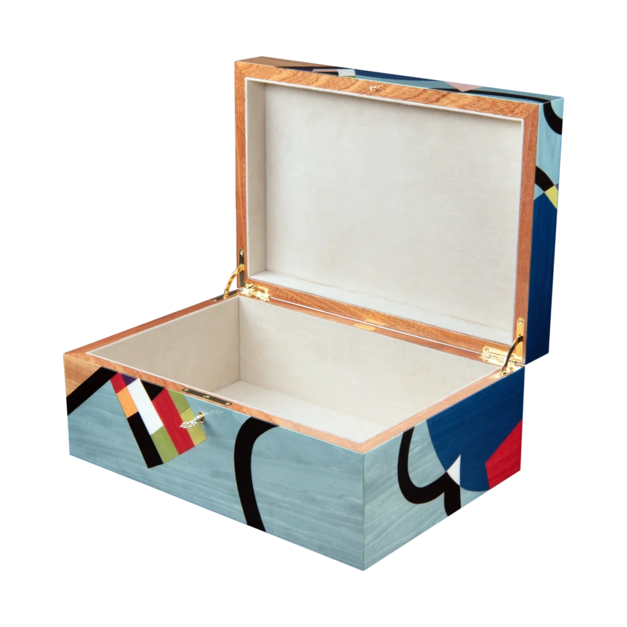 Utopia jewelry box, dark-wood marquetry - large, jewelry storage