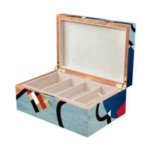Utopia jewelry box, dark-wood marquetry - large, sunglasses tray