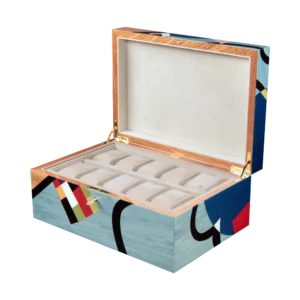 Utopia jewelry box, dark-wood marquetry - large, watch tray
