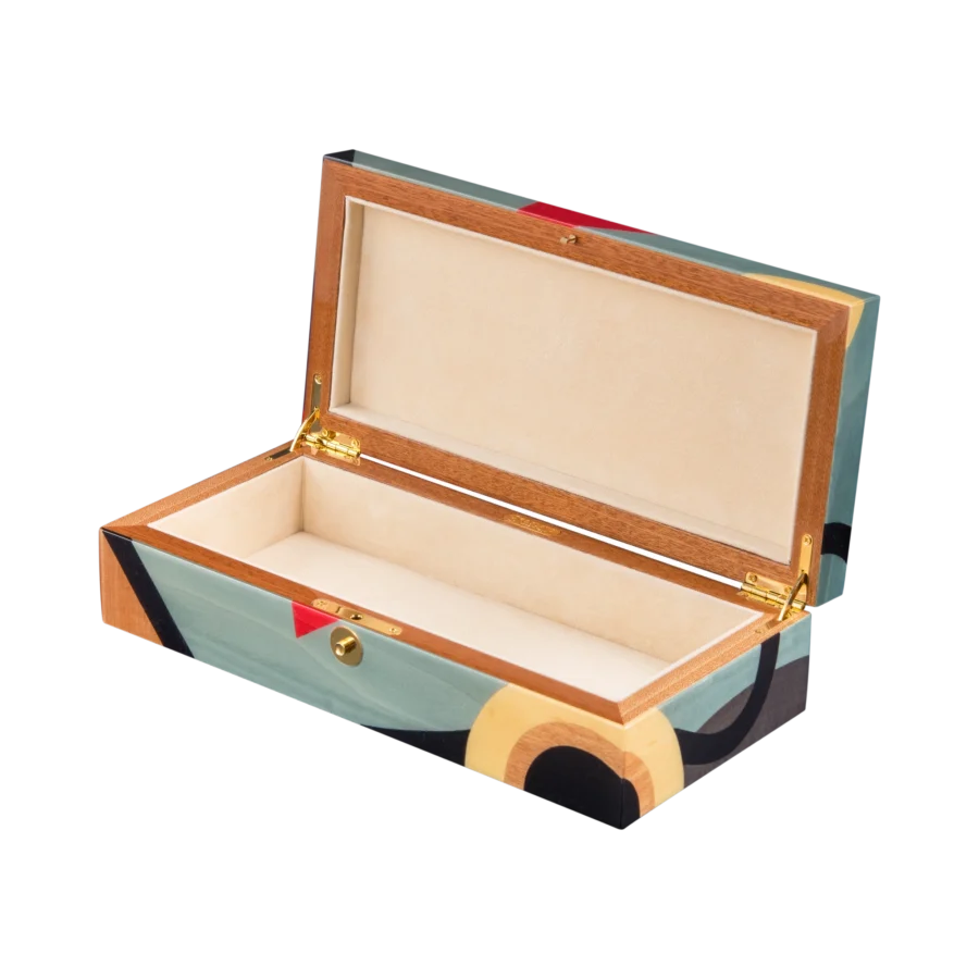 Utopia jewelry box, dark-wood marquetry - medium, jewelry storage