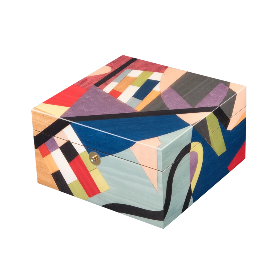 Utopia jewelry box, dark-wood marquetry, handcrafted in Sorrento - small, closed