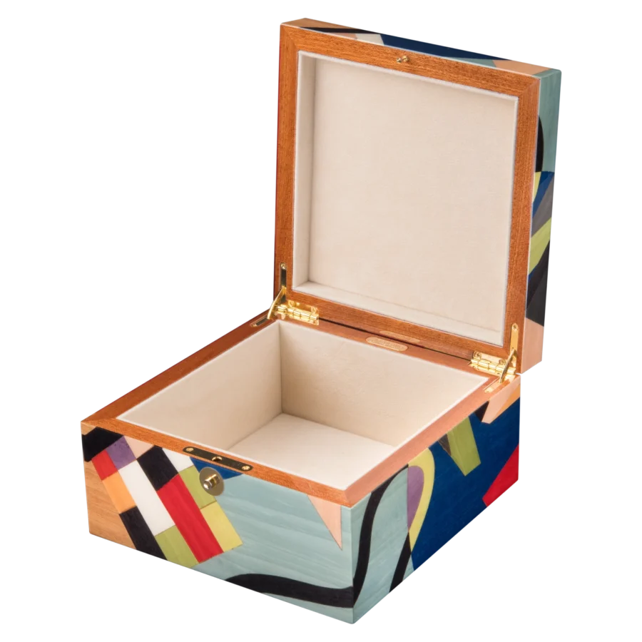 Utopia jewelry box, dark-wood marquetry - small, jewelry storage