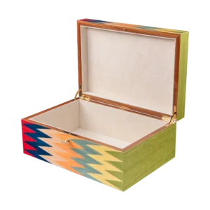 Zag jewelry box, multicolour zigzag marquetry - large, jewelry storage