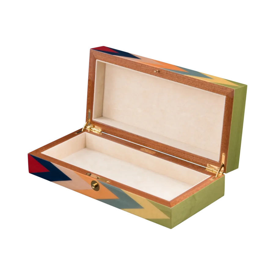 Zag jewelry box, multicolour zigzag marquetry - medium, jewelry storage