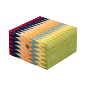 Zag jewelry box, multicolour zigzag marquetry, handcrafted in Sorrento - small, closed