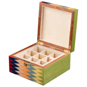 Zag jewelry box, multicolour zigzag marquetry - small, cufflinks tray