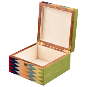 Zag jewelry box, multicolour zigzag marquetry - small, jewelry storage